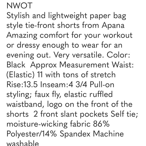 NWOT Apana Women's High Waist Black Paper Bag Shorts SZ Medium $45 - Picture 14 of 14